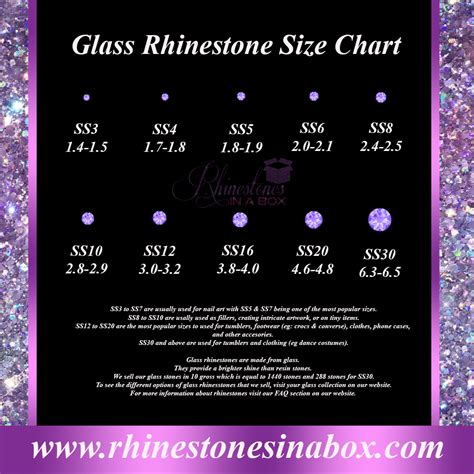 Glass Rhinestone Size Chart Rhinestones In A Box