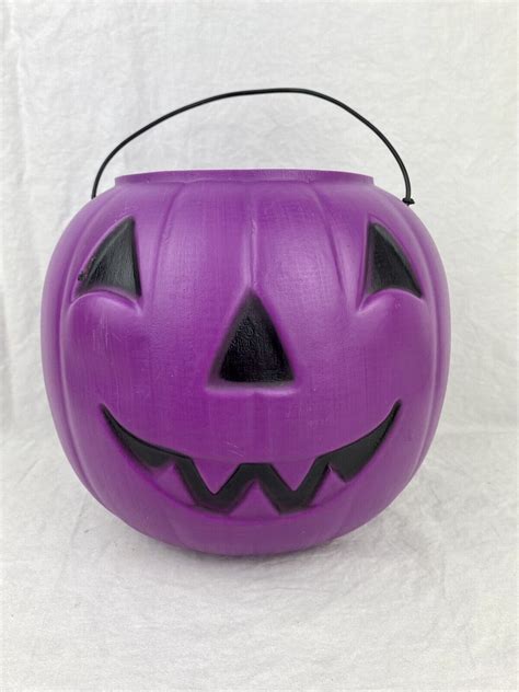 Vintage Norfolk Halloween Purple Pumpkin Blow Mold Bucket Trick Or