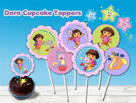 Dora Cupcake Toppers Dora Party Dora Printable Toppers Etsy