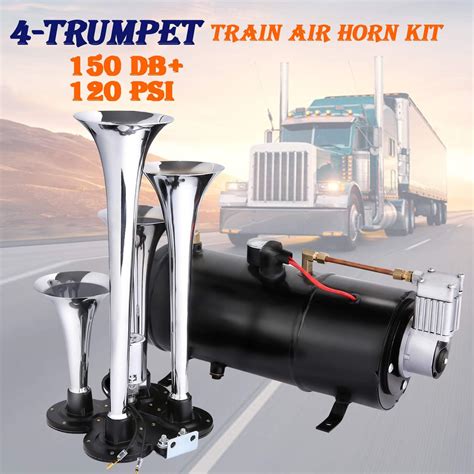 Buy 150db Super Loud Train Horns Kit For Trucks 4 Air Horn Trumpet For