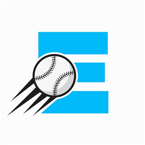 Initial Letter E Baseball Logo Concept With Moving Baseball Icon Vector ...