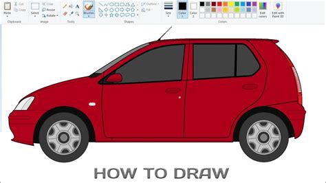 How To Draw Tata Indica Car On Computer Using Ms Paint Car Drawing