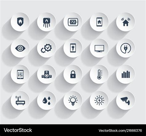 Smart house automation system icons set Royalty Free Vector