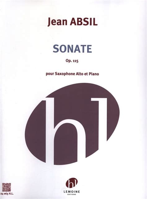 Sonate Opus 115 Jean Absil Partition Saxophone