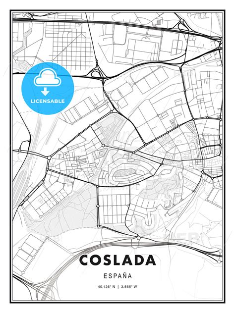 Coslada, Spain, Modern Map Print Template in Various Formats - HEBSTREITS