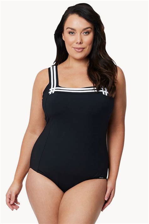 Jantzen Heritage Square Neck One Piece Black Swimwear Galore Au