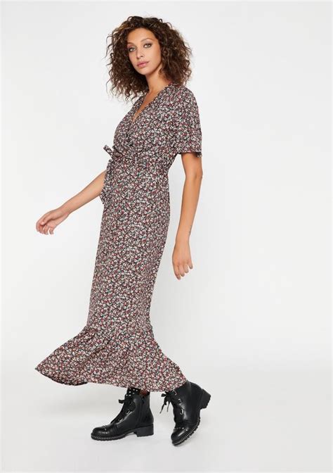 Lolaliza Maxi Jurk Met Fijne Bloemen Print Rood Maat Bol