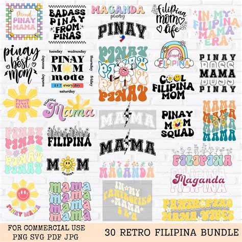 Trendy Retro Filipina Svg Clipart Funny Pinay Mama Digital