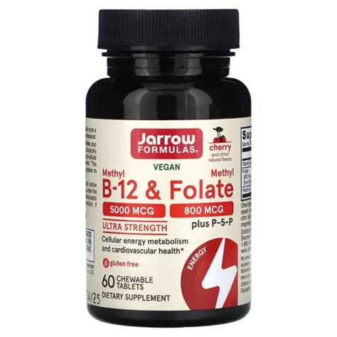 JARROW FORMULAS,VEGAN METHYL B-12 & Methyl Folate,Ultra Strength ...
