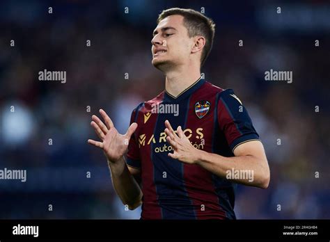 Jorge De Frutos Levante UD 18 Reacts During The LaLiga Smartbank TV