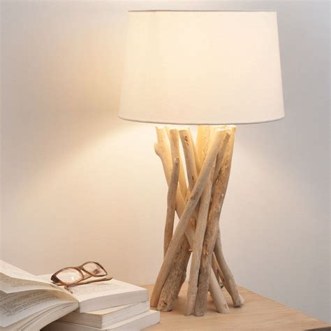 Lampe En Bois Flott Et Abat Jour En Coton H Cm Maisons Du Monde