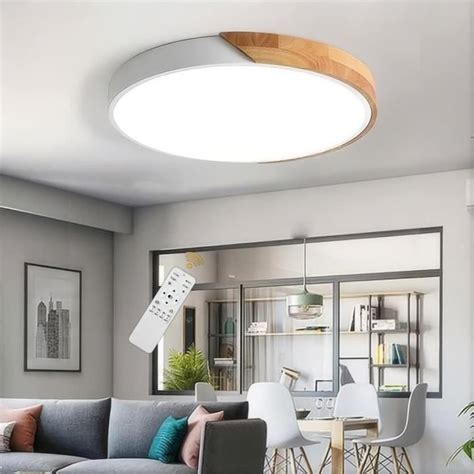 Plafonnier Led Moderne Dorlink Bois Rond Gradation En Continu