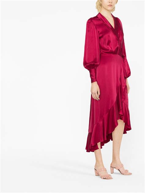 ZIMMERMANN Ruffle Trim Silk Dress Red FARFETCH