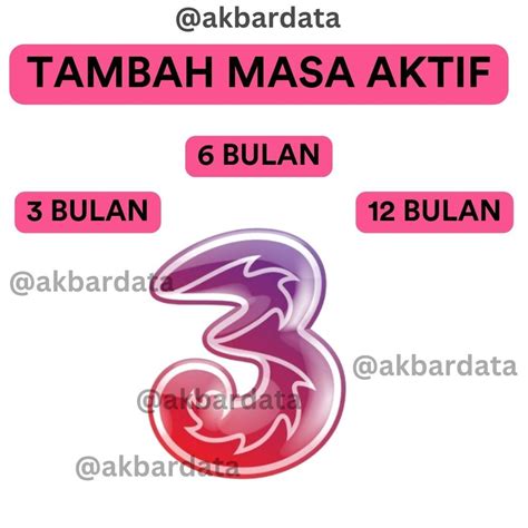 Jual Isi Ulang Masa Aktif Tri 4 Bulan 1 Tahun 120 Hari 30 Hari Nasional