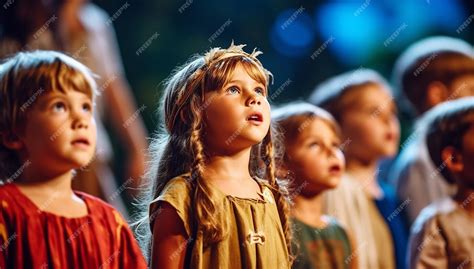 Group Of School Children Singing In Choir Together or perform a musical ...