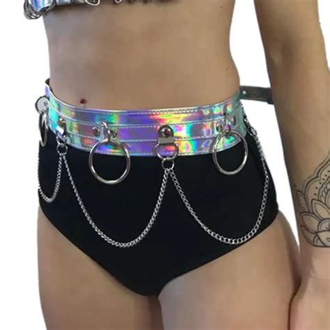 Buy Punk Style Metal Chain Mini Skirt Women Sexy Pu