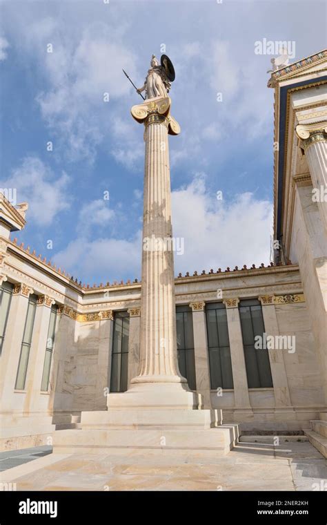 Statue Of Athena On Ionic Column Academy Of Athens Stock Photo Alamy