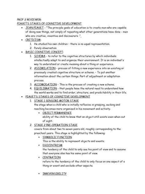 PIAGET'S developmental stages | PDF | Cognitive Development | Reason