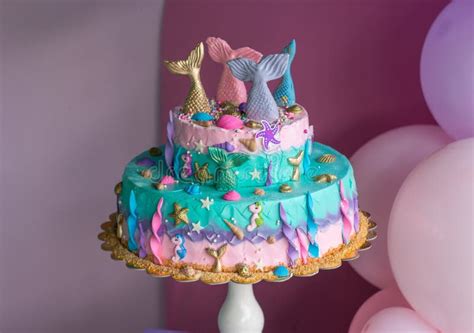 Pastel Colored Cake with Decoration Stock Image - Image of decoration ...