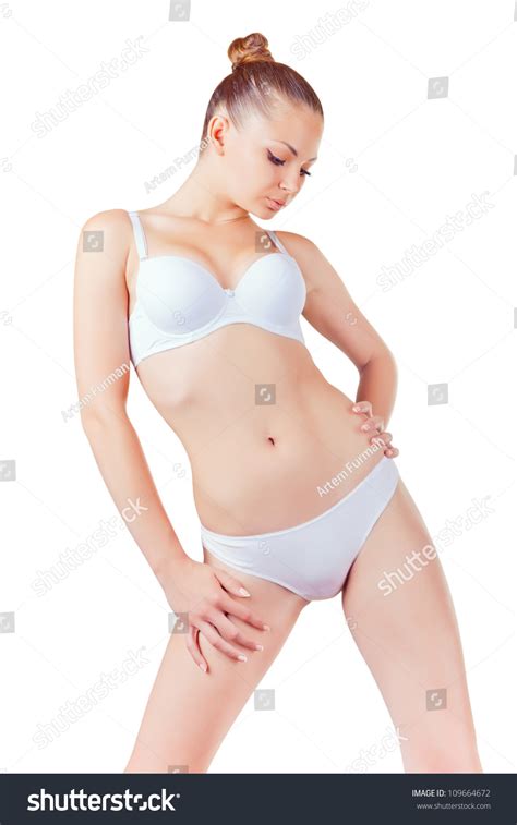 Beautiful Sexy Woman White Lingerie Isolated Stock Photo Edit Now