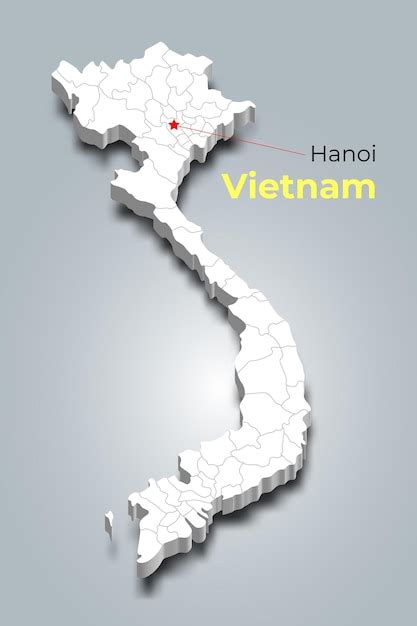 Premium Vector Vietnam 3d Map With Borders Of Regions And Its Capital