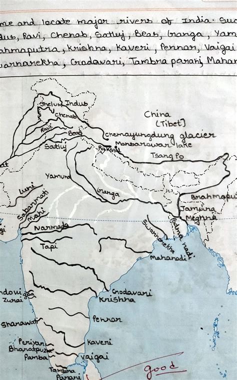 Physical Map Of Indialocate River Ganga Brahmaputra Tapti Narmada