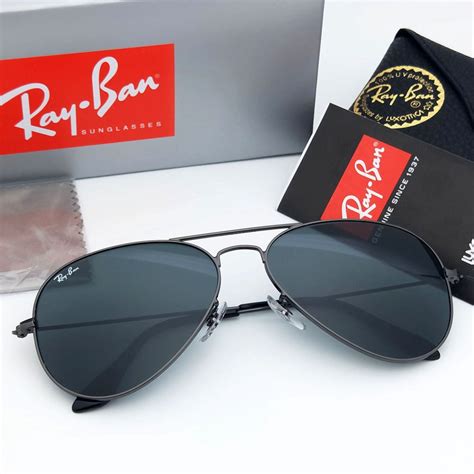 Rayban Pilot ของแท้ แว่นตากันแดด เลนส์คริสตัล โลหะ สีดํา สีเขียว