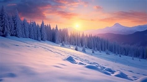 Premium Photo | Winter sunset in the mountains