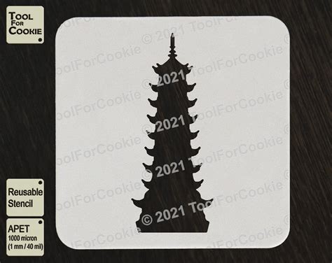 Asian Pagoda Stencil Etsy