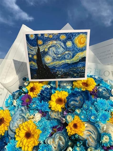 Starry Night Bouquet Pinturas Peque As Dibujos Arte Divertido