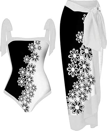 Amazon Sexy Sheer Bikini 1 Piece Bathing Suit For Women With Bikini Maxi Wrap Skirts 2