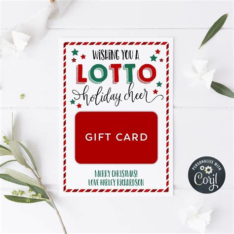 Christmas Lottery Ticket Card Template, Printable Holiday Gift Card ...