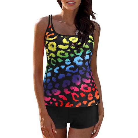 KDFJPTH Swimsuit For Women 2024 Plus Size Bikini Tankini Digital Print