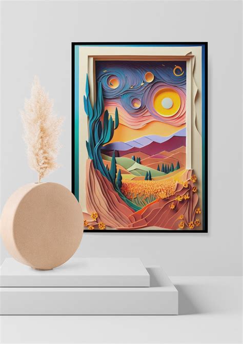 Scenic Sunny Landscape Art Print Fields Mountains and - Etsy