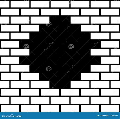 Hole in a brick wall stock vector. Illustration of concrete - 134051427