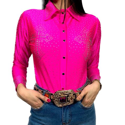 Body Country Feminino Pedraria Strass Protecao Uv Roz