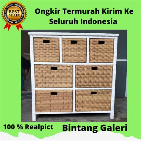 Jual Lemari Rotan Sintetis 7 Laci Rak Buku Susun Serbaguna Murah