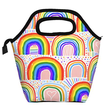 Lakimct Beautiful Rainbow Print Waterproof Lunch Bag For Kids Adult