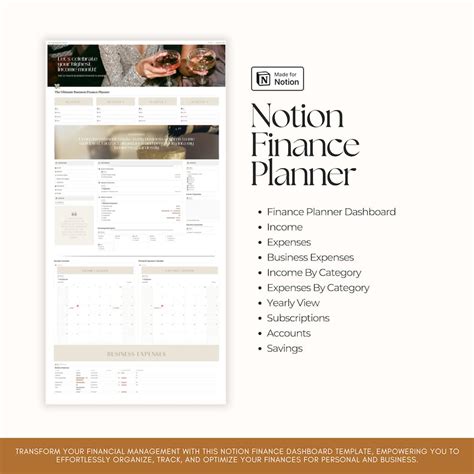 Notion Finance Dashboard Template Work Notion Digital Planner Aesthetic