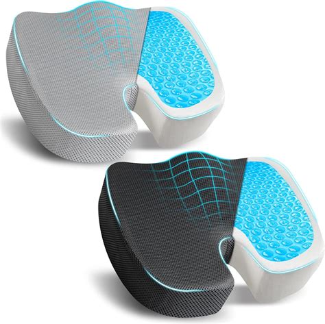 Econour Gel Seat Cushions For Office Chairs 2 Pack Tailbone Pain Relief Cushion