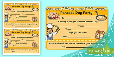 Pancake Day Party Invitations | Shrove Tuesday | Parents