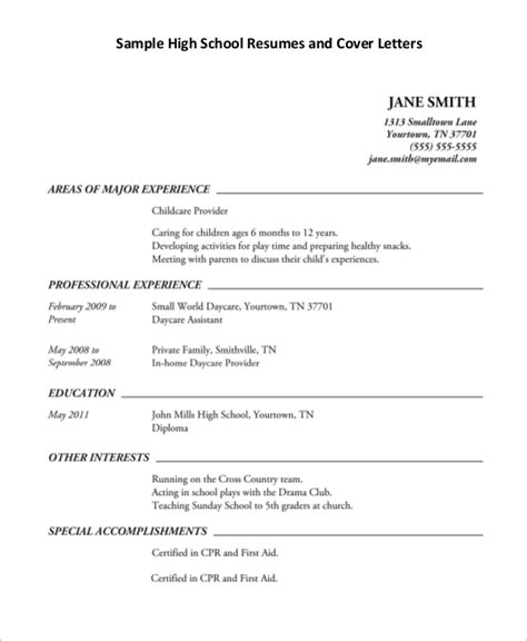 Free 8 Sample High School Resume Templates In Pdf Ms Word