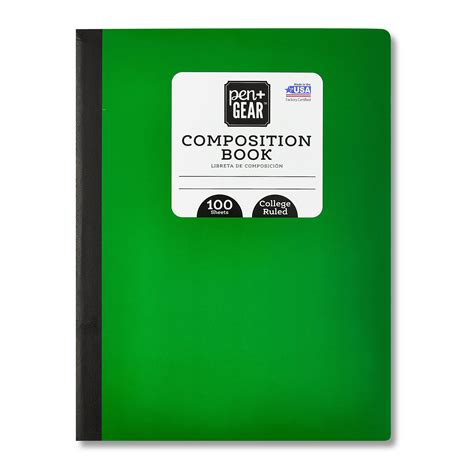 Pen Gear Green Composition Book College Ruled 100 Sheets 975 X 0