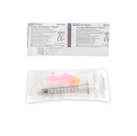 Bd Eclipse™ Needle 25 G X 58 In With Detachable 1 Ml Bd Luer Lok™ Sy