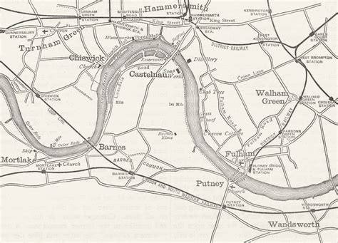 The University Boat Race The Boat Race Course Oxbridge Map London 1888