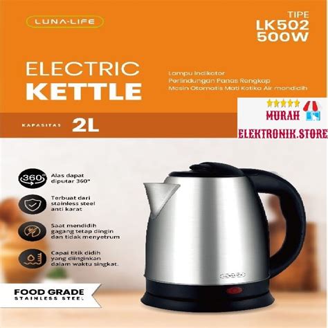 Jual Electric Kettle Teko Listrik Liter Luna Life New Garansi Resmi