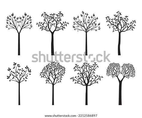 Set Black Trees Vector Outline Illustration Stock Vector (Royalty Free) 2212586897 | Shutterstock