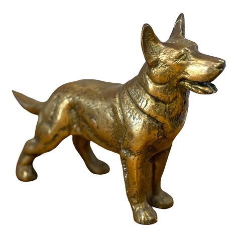 Vintage Brass Alsatian Dog | Chairish