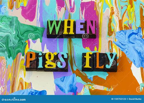 When Pigs Fly Never Unlikely Unbelievable Impossible Achievement Stock