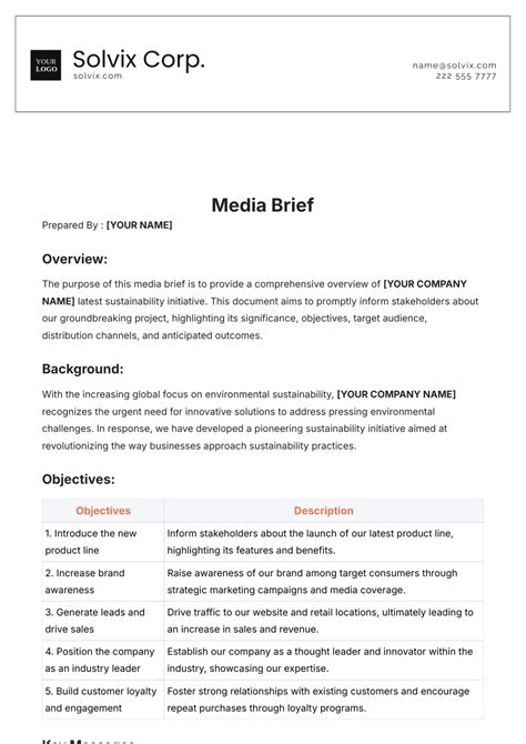 Free Media Brief Template Edit Online And Download